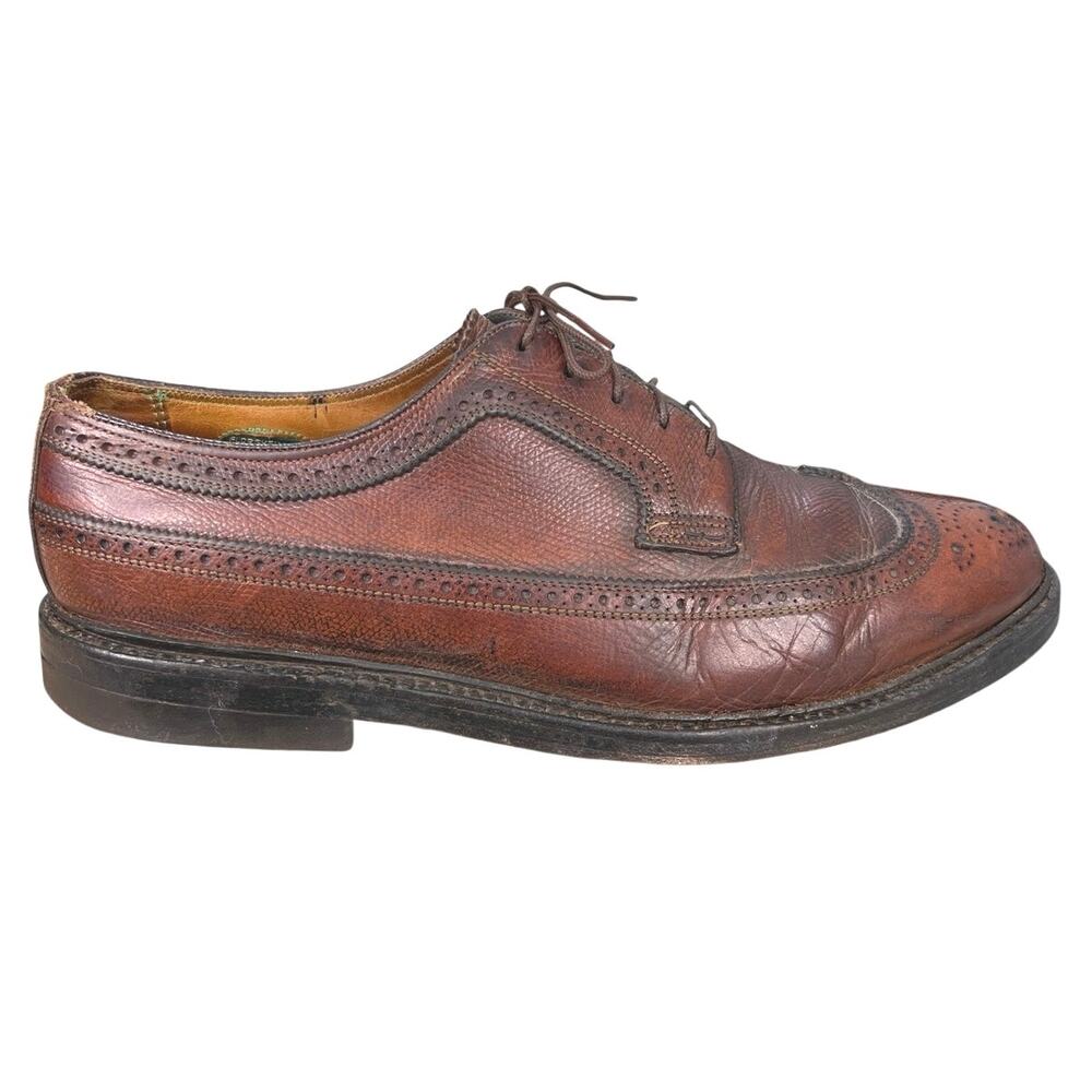 Vintage Florsheim Longwings Brown Wingtip Brogue Oxfords Size US 9 D